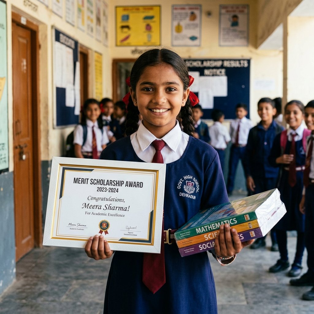 Girl student receiving books